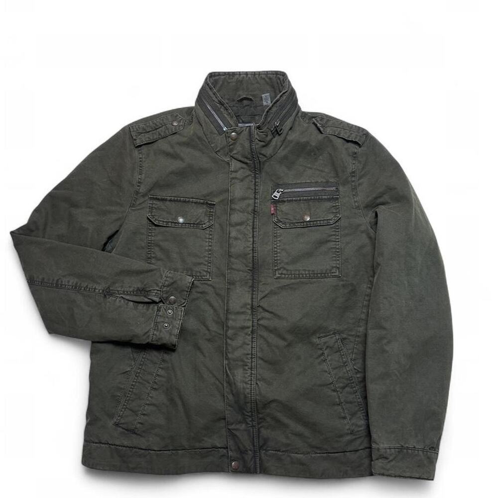 Levi's Vintage Y2k Grey Overdye Canvas Military Quilted Field Jacket Large